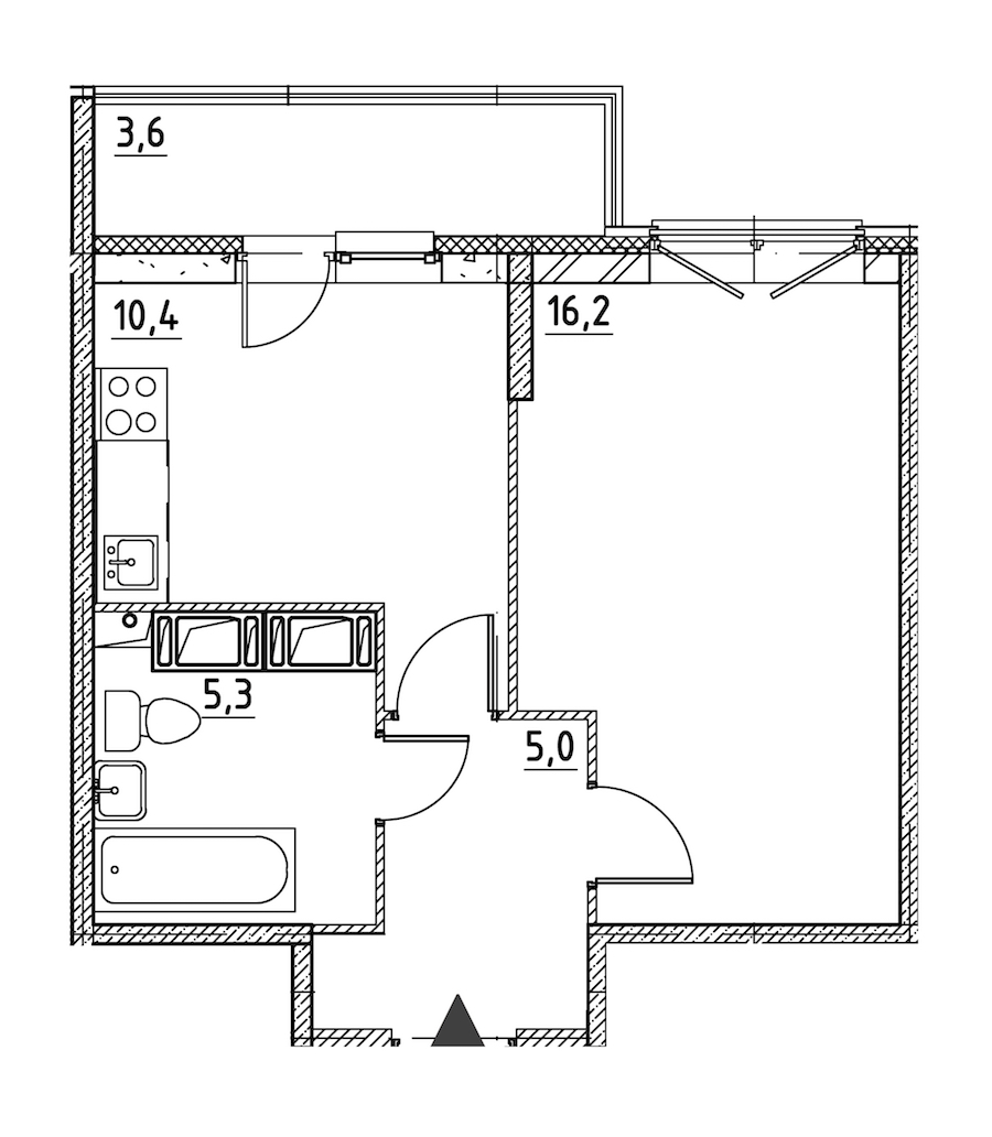 1-комнатная квартира 39.7 м², 10/12 эт., ЖК «Квартал Che»